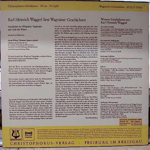 Karl Heinrich Waggerl – Liest Wagrainer Geschichten LP PLAK