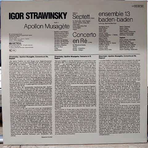 Igor Strawinsky, Ensemble 13 Baden-Baden, Manfred Reichert LP PLAK